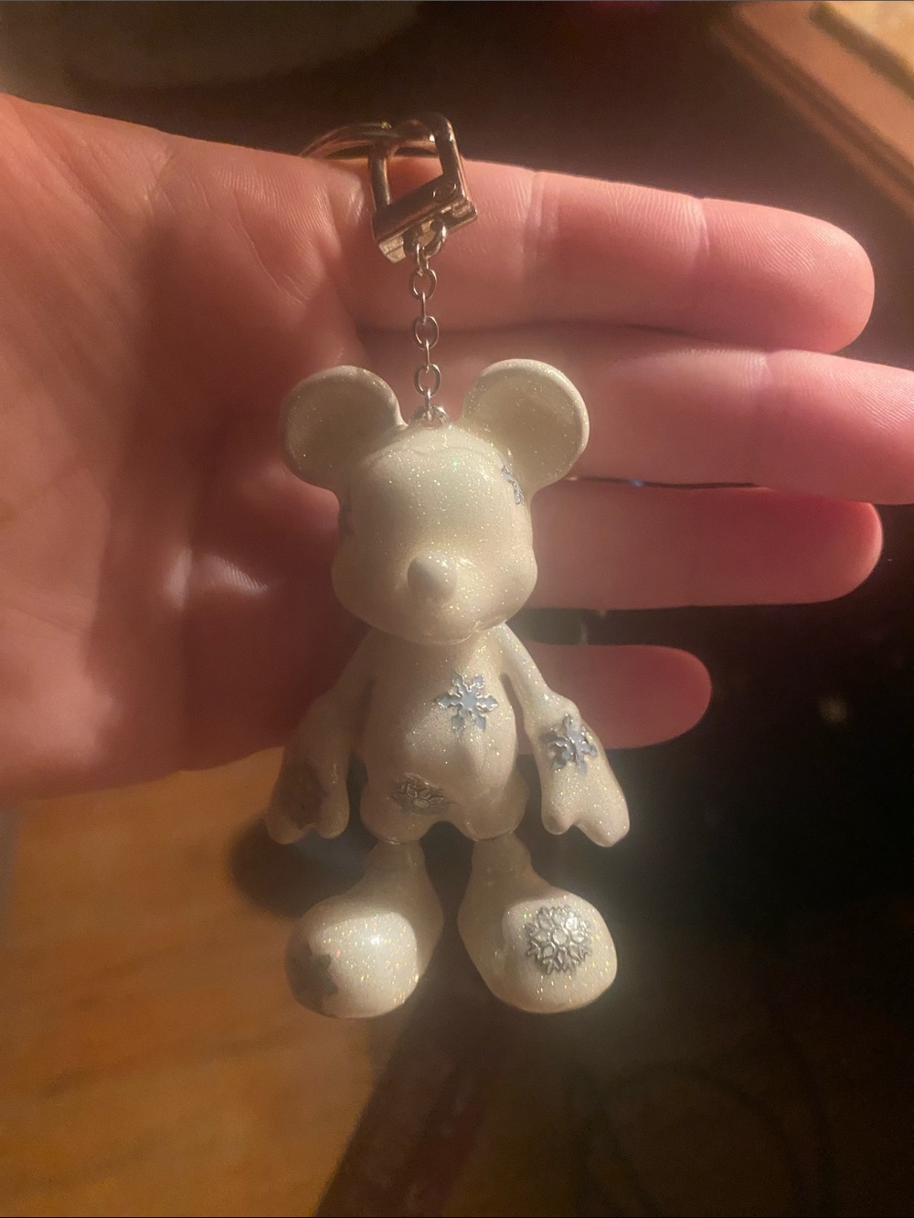 Glittery White Snowflake Baublebar Keychain